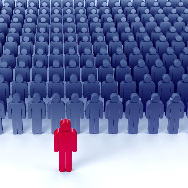 Graphic of a leader figure in front of a group of figures
