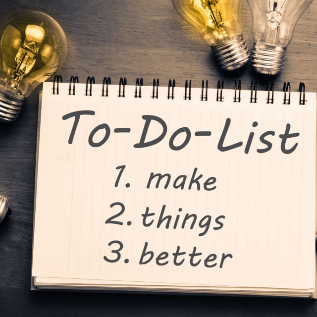 Todo list that says "1. Make, 2. Things, 3. Better"